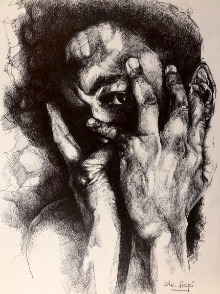 Ale Feijó | Serie Retratos. David. Bolígrafo sobre papel. 21 x 29 cm