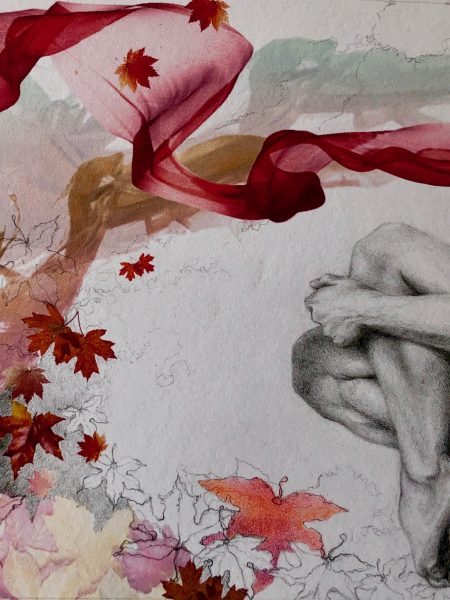 Ale Feijó | Otoño | Técnica mixta: dibujo sobre papel y collage digital impreso sobre el papel dibujado. 21.5 x 17 cm