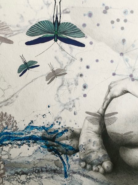 Ale Feijó | Mixtura de cuerpos III | Técnica mixta: dibujo sobre papel y collage digital impreso sobre el papel dibujado. 34 x 23.5 cm